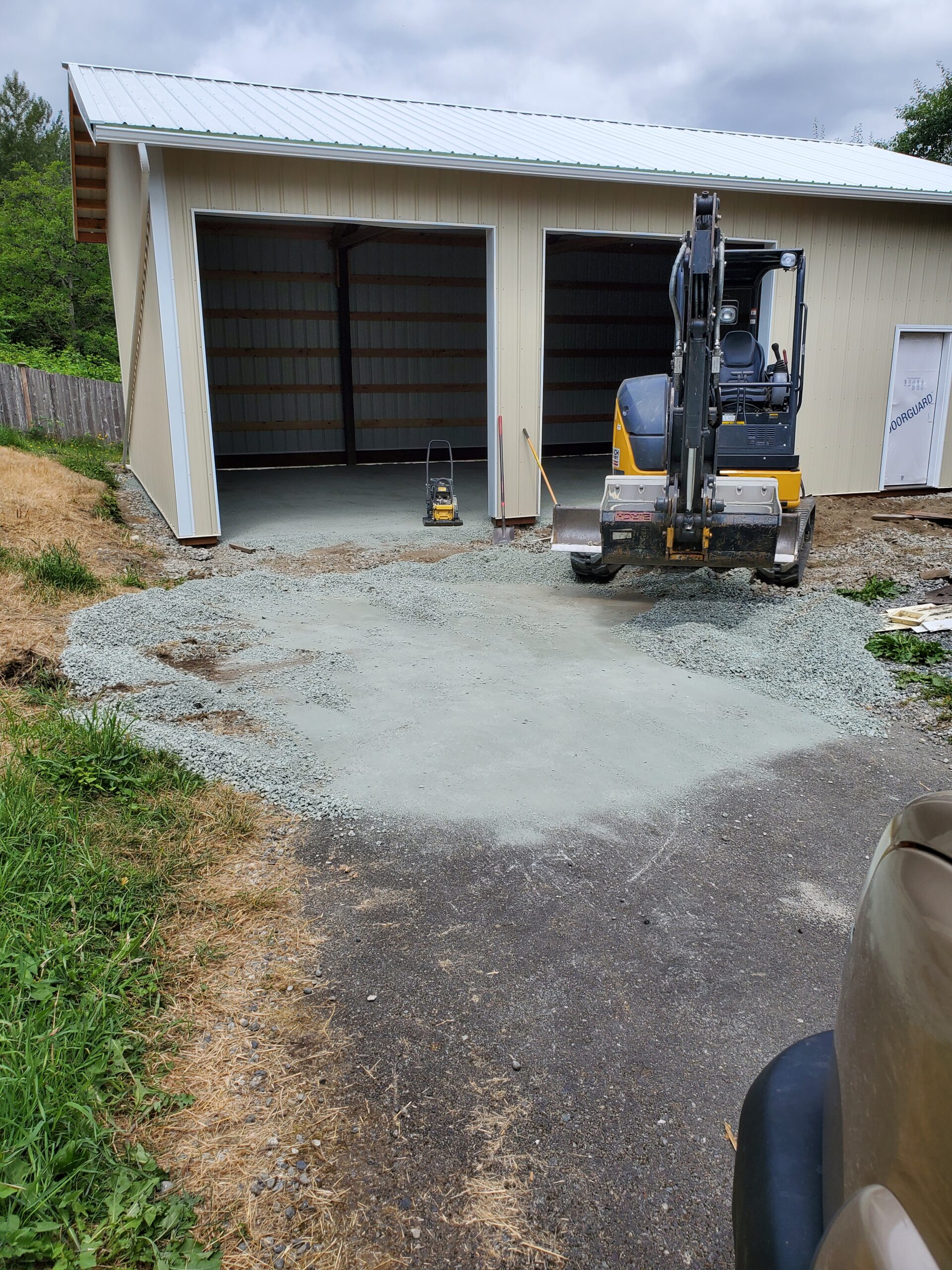 John Deer garage pad prep for concrete